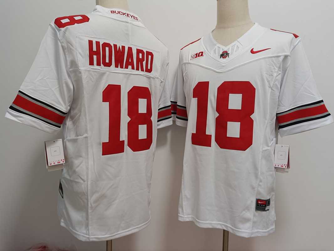 Mens Ohio State Buckeyes #18 Will Howard White FUSE College Football Jersey